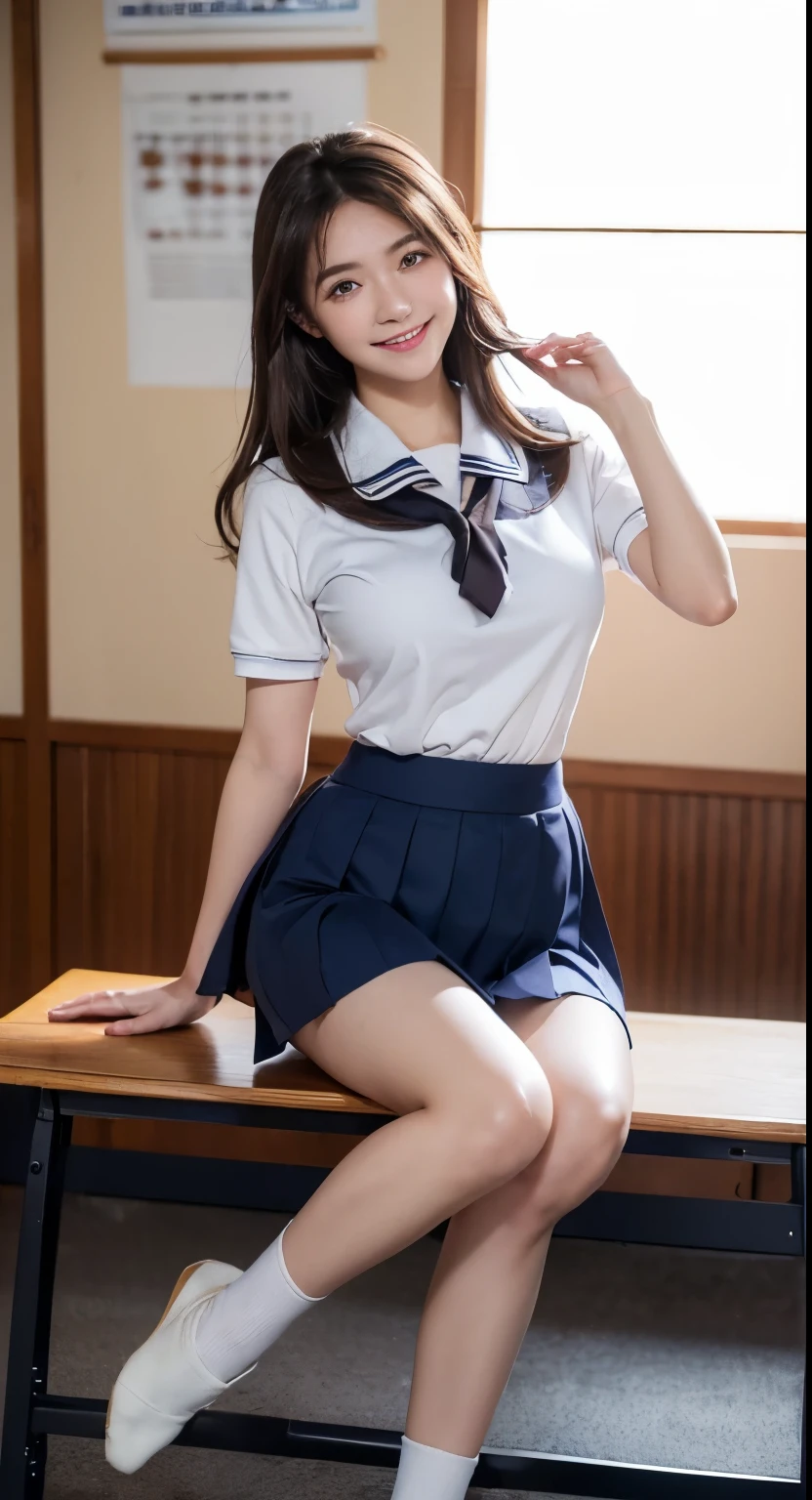 ((japanse beatiful girl:1.3)) ((school uniforms:1.4)) ((panty shot:1.5)) ((high school)),((dark blue skirt:1.3)) ((in the class room:1.3)) ((thin_fabric:1.4)) ((random sexy pose:1.3)) ((sweaty:1.5))((face is flushed:1.4)) ((big breasts:1.4)) ((close-up:1.2)) best quality,masterpiece,ultra high res,(photorealistic:1.4),raw photo,(Authentic skin texture:1.3),(film grain:1.3),panorama,character portrait,very wide shot,narrow waist,cowboy shot,(in the dark, deep shadow, low key, cold light,) night,(()),streaming tears,,dust,Tyndall effect,(expression),1girl,beautiful detailed eyes and face,white jabot,brown eyes,((brown hair:1.2)) ((full body:1.3)) ((smile:1.3))