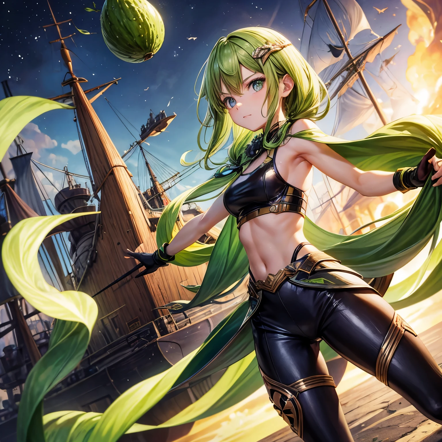 Marvel version of the Hulk becomes a real girl,super beautifulgirl,Smart and stunning golden-green pupils,Very clear,((In hand:1.3)),(Makrufalo:1.8)full body portrait,fighting stance,The eyes are fierce,Have detailed faces,Slightly vicissitudes,Award-winning照片,Bokeh,Surrealism,light,shadow,high detail,high quality,Award-winning,