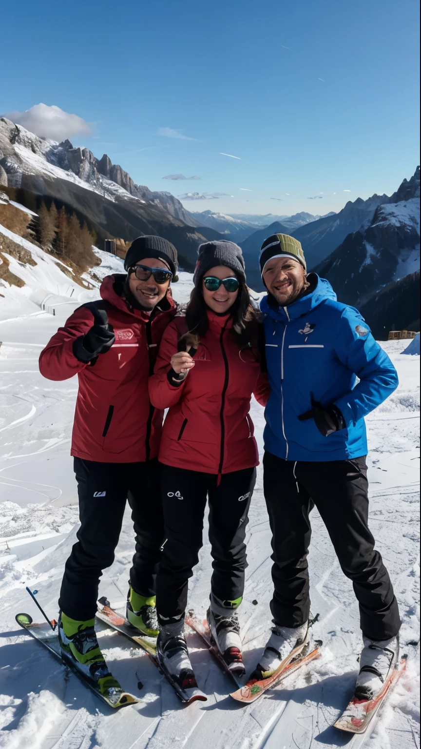 35 years old italian man skiing in the dolomites with 2 friends
