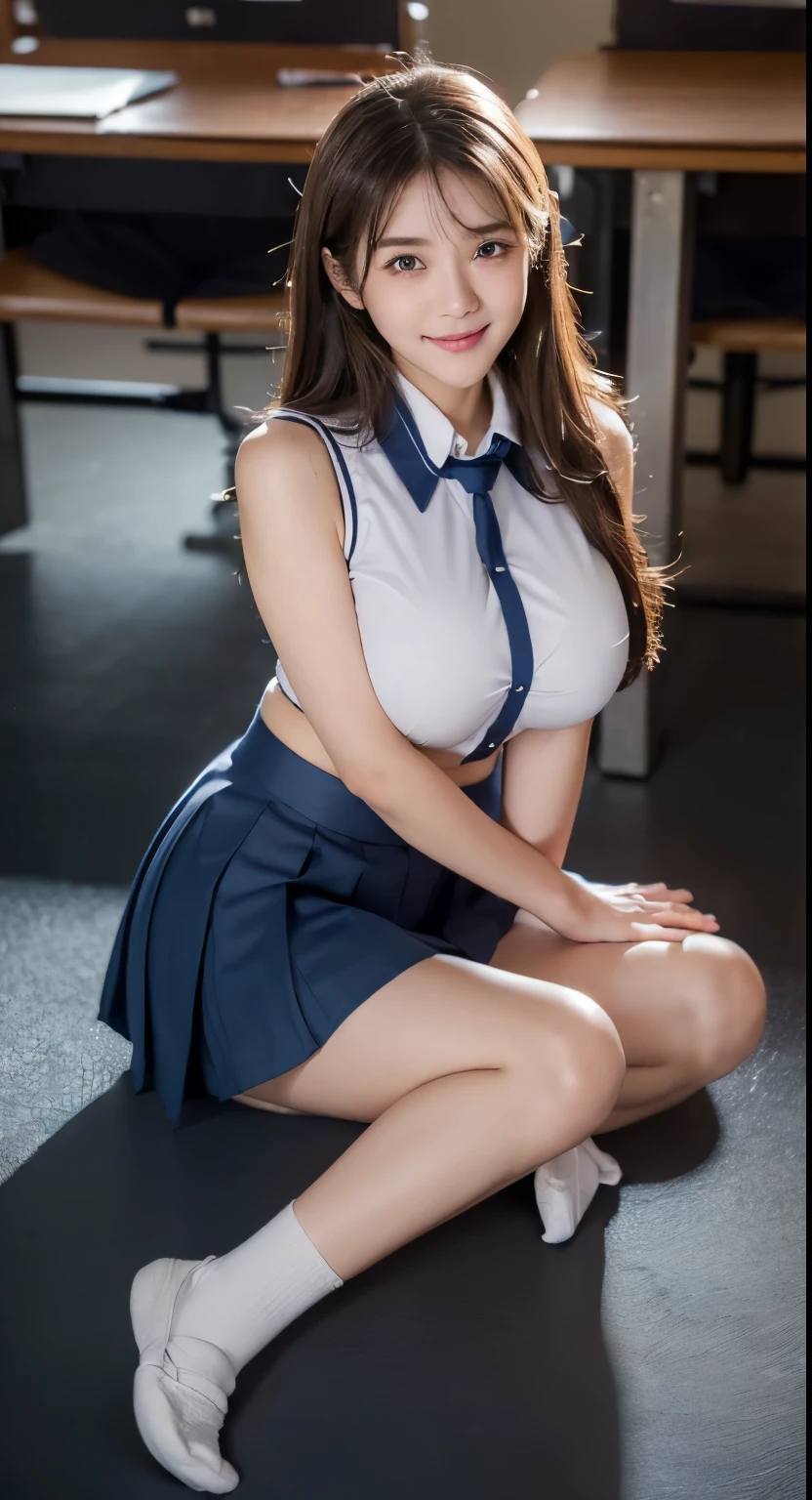 ((japanse beatiful girl:1.3)) ((school uniforms:1.4)) ((panty shot:1.5)) ((high school)),((dark blue skirt:1.3)) ((in the class room:1.3)) ((thin_fabric:1.4)) ((random sexy pose:1.3)) ((sweaty:1.5))((face is flushed:1.4)) ((big breasts:1.4)) ((close-up:1.2)) best quality,masterpiece,ultra high res,(photorealistic:1.4),raw photo,(Authentic skin texture:1.3),(film grain:1.3),panorama,character portrait,very wide shot,narrow waist,cowboy shot,(in the dark, deep shadow, low key, cold light,) night,(()),streaming tears,,dust,Tyndall effect,(expression),1girl,beautiful detailed eyes and face,white jabot,brown eyes,((brown hair:1.2)) ((full body:1.3)) ((smile:1.3))