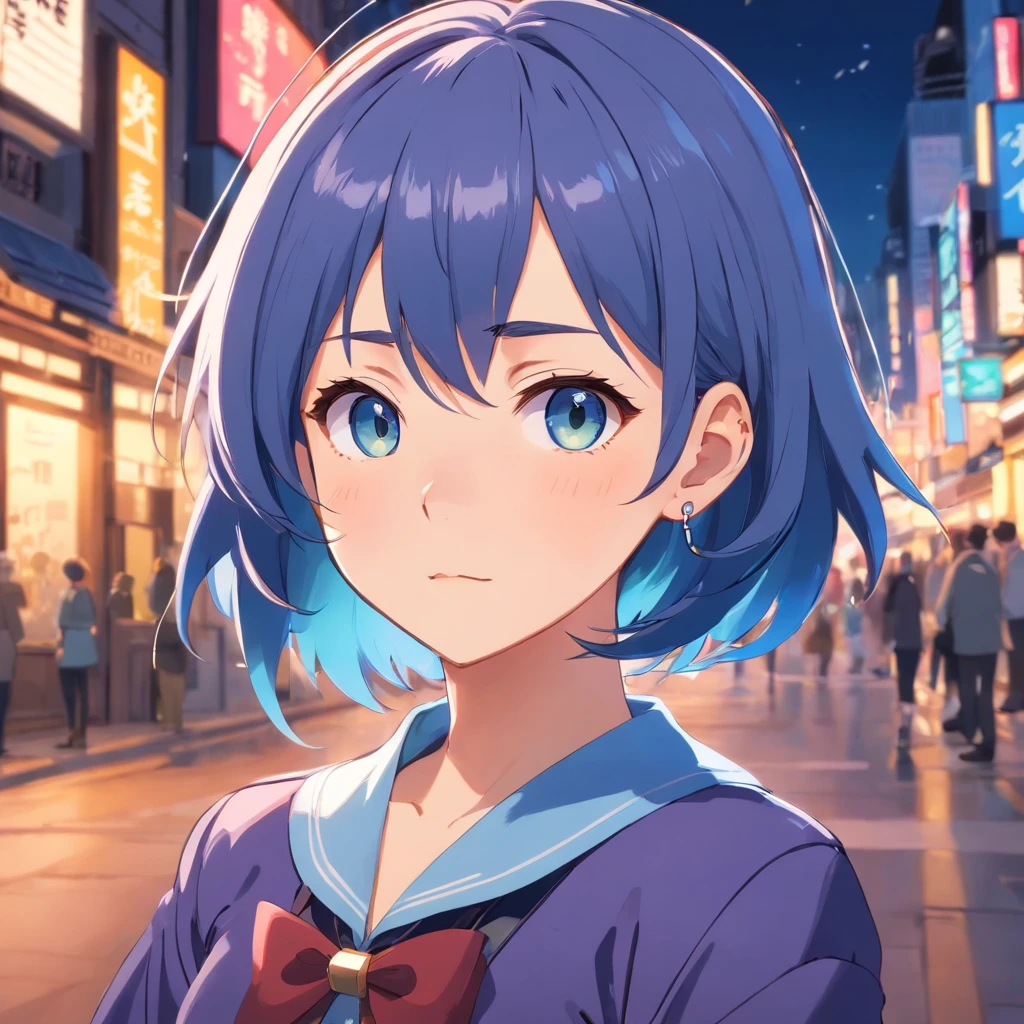 a girl wearing an anime collar, multiple ear piercings, nose ring, middle lip piercing, in the style of tranquil Victorian era, colorful animation stills, university, a fierce expression for a fierce woman, Frieren, otherwordly, gray to blue colors, cool tones, fangs,
