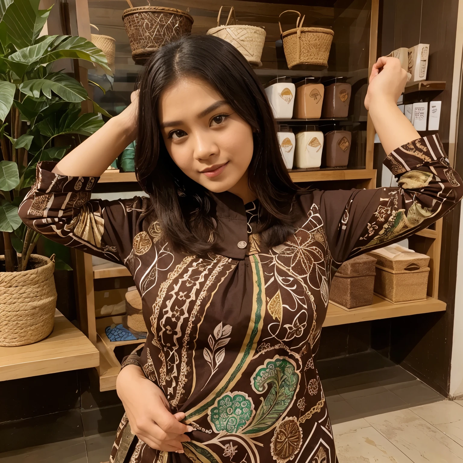 Buatkan saya logo usaha saya "Friendly store" yang bertema batik ecoprint,warna nya coklat muda