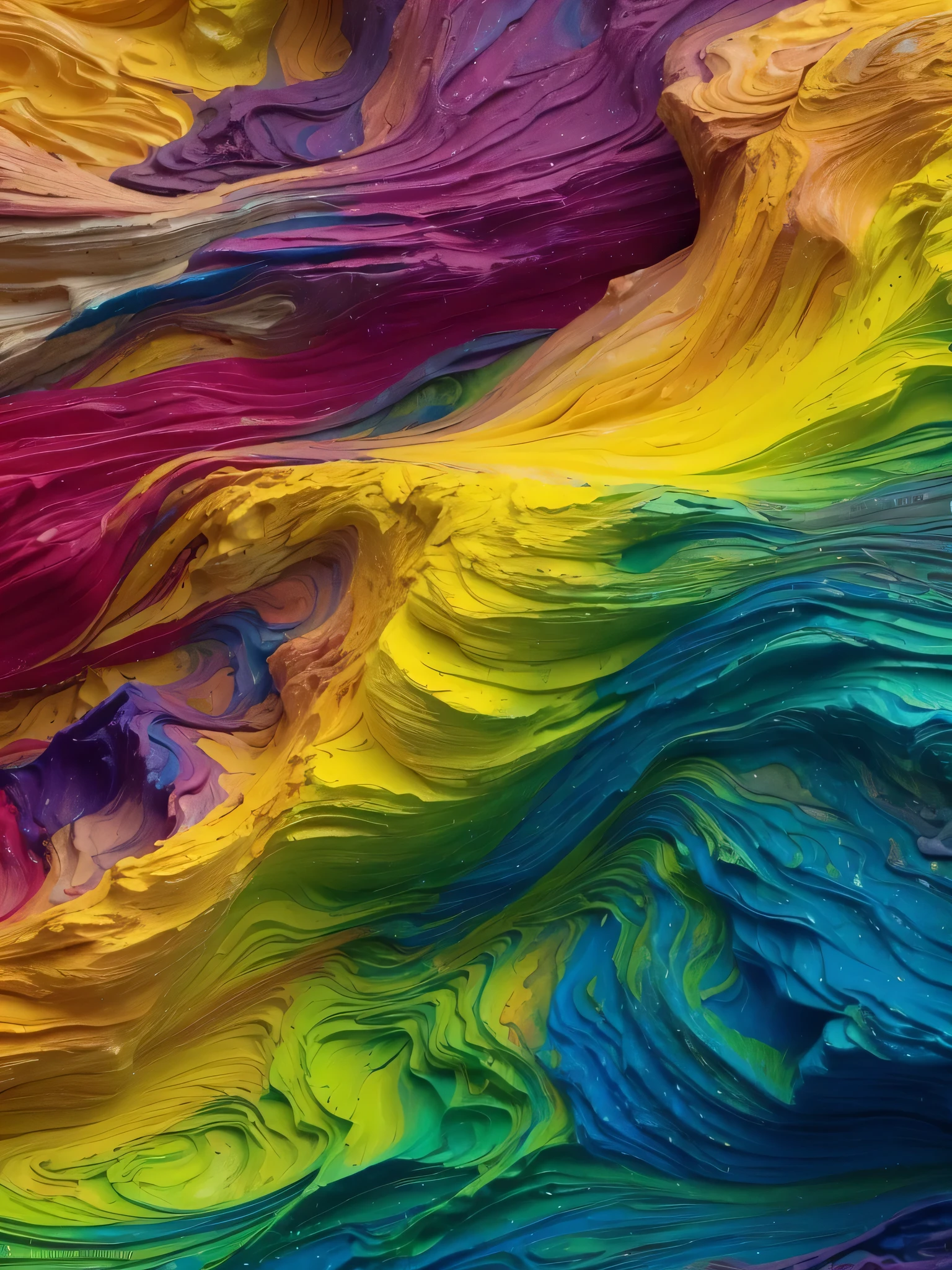 a close up of a colorful painting of a wave of paint, viscous rainbow paint, intricate flowing paint, colorful swirls of paint, swirling paint colors, 1 0 2 4 farben abstract, colorful paint, multilayered paint, swirling paint, colored paint, abstract colors, abstract colours, paint swirls, intricate rainbow environment, paint swirl aesthetic