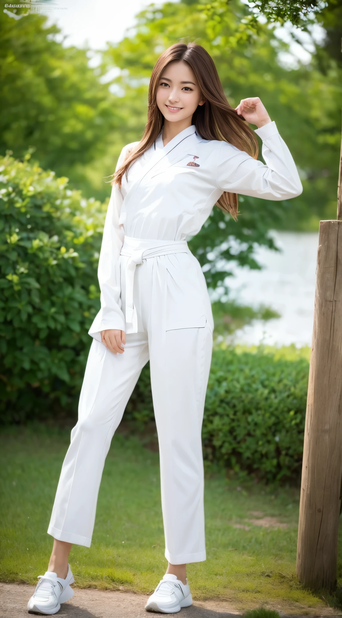 Paint in the natural color of a white karate uniform