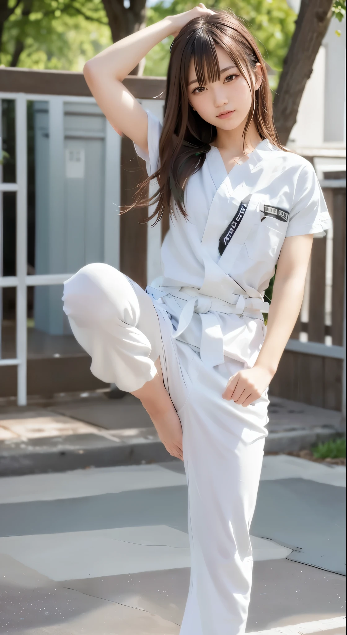 Paint in the natural color of a white karate uniform, Karate obi