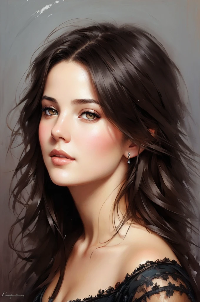 Girl portrait, a painting of a woman Pencil Sketches by Albert Eckhout enchanting, fullcolor, sticker of a full body picture of a beautyfull woman, highly detailed beautyfull face, freedom, soul, digital illustration, approaching perfection, dynamic, highly detailed, watercolor painting, artstation, concept art, smooth, sharp focus, illustration in the style of artists watercolors, oil paints, black background, Andrey Atroshenko, Darek Zabrocki, and Jean-Baptiste Monge