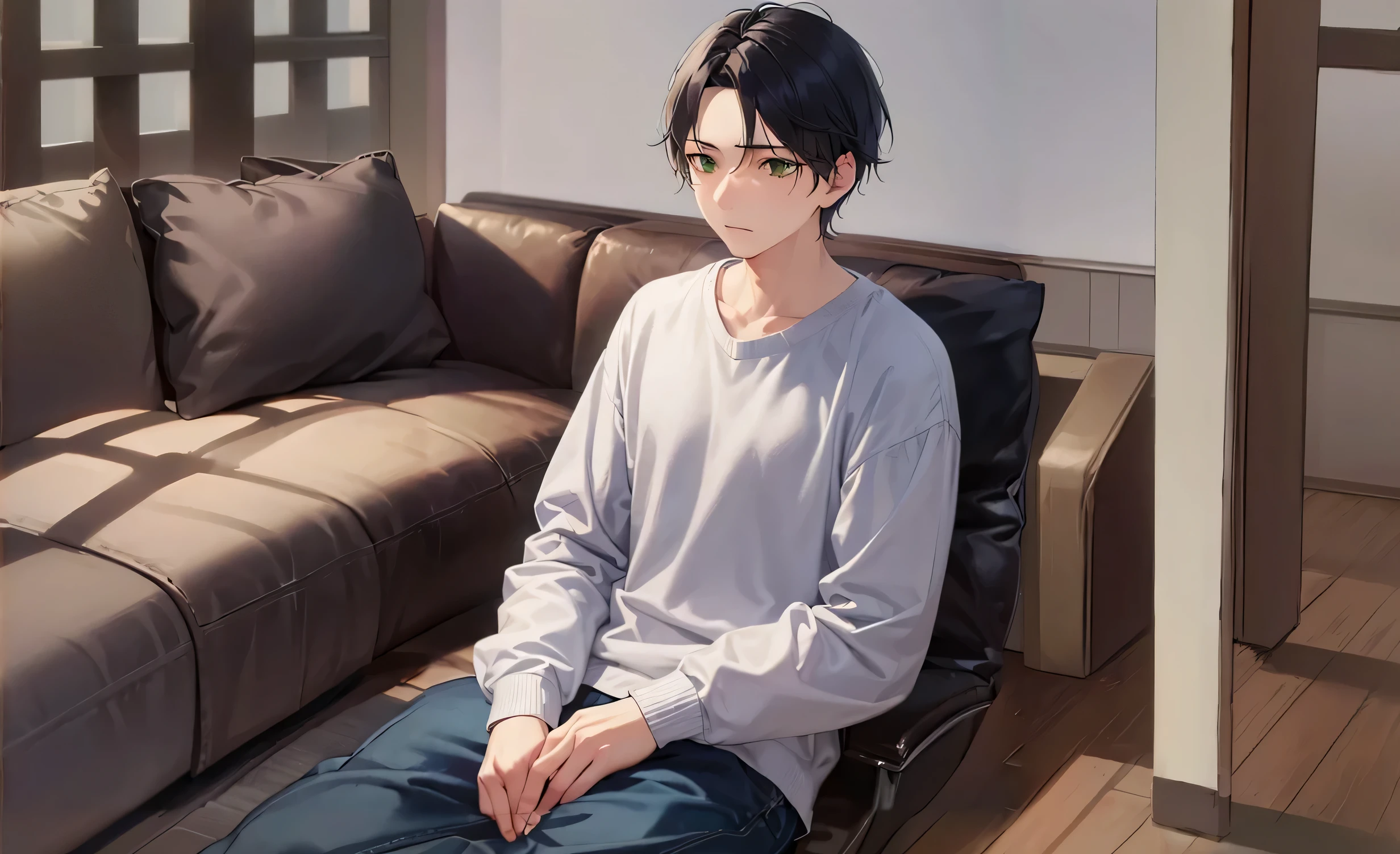 The background is the living room、wall、floor