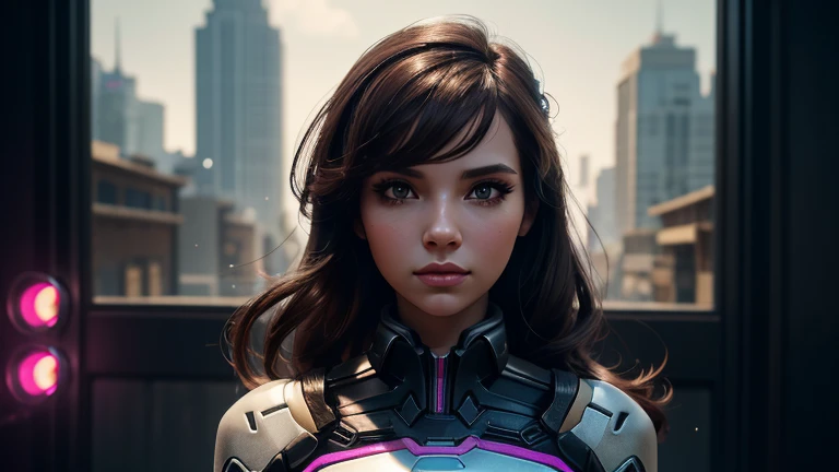 1girl, D.va , overwatch, reflective, glistening skin, studio, super detailed, HD, visible pores, perfect hair, very detailed hair, perfect, very beautiful, a hyper realistic, masterpiece, highly detailed, cinematic lighting, ray tracing, cinematic composition. award winning photo, high contrast, light sparkles, clear face, beautiful dark brown eyes, eyes match, perfect eyelashes, full body portrait, perfect body,