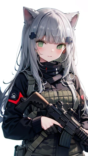 A cat girl holding a HK416 in her hand