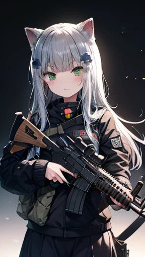 A cat girl holding a HK416 in her hand