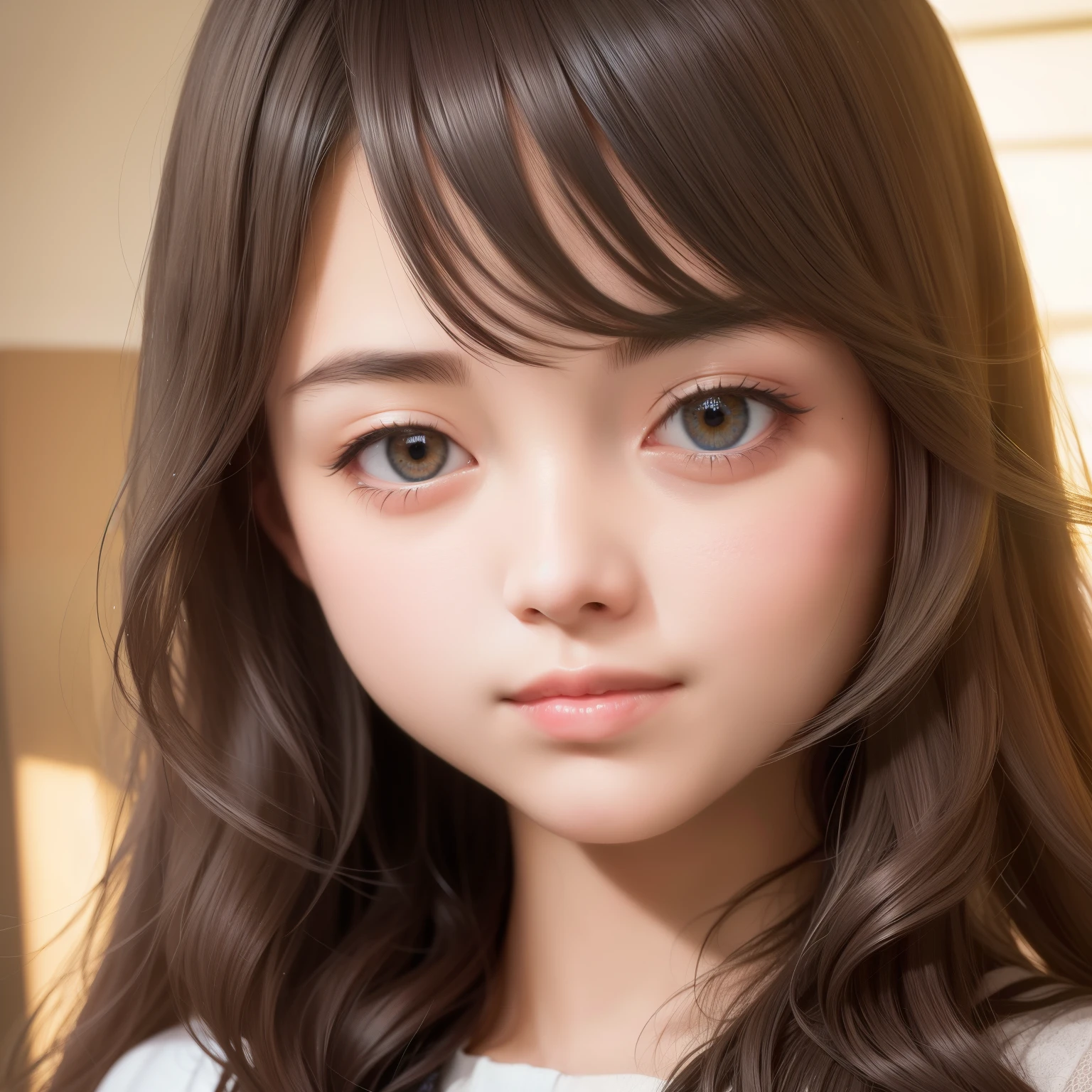 Best Quality, (Photorealistic: 1.4), Portrait of a Japanese Girl, Alone, Cute, Student, Lights Reflecting in Her Beautiful, Detailed Face, Long, Wavy Hair, Wearing a Damask Shirt Dress
This high-quality portrait captures the essence of a young Japanese girl in an intimate setting. Her beautiful, detailed face is the focal point of the image, with long, wavy hair cascading down her shoulders. The lights reflecting in her eyes add an extra layer of depth and life to the scene.
The ultra-high resolution of this image reveals every intricate detail of her human skin texture, from the pores