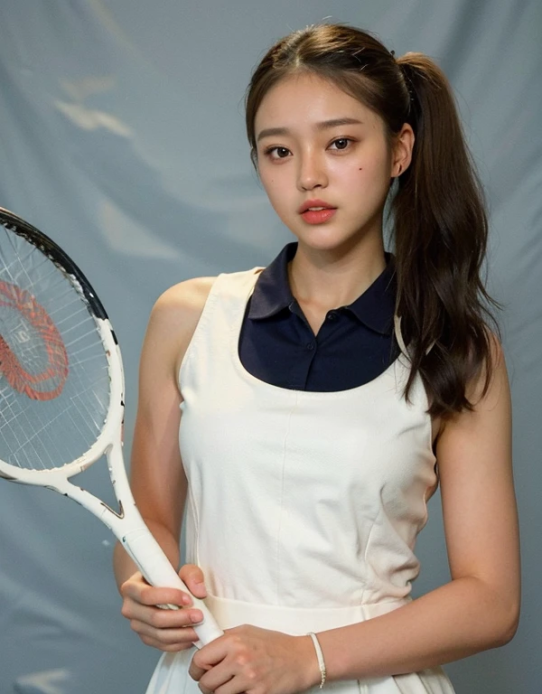 wearing white dress、Alafid woman holding tennis racket, Jiama Chan, Akiko Takahama, portrait of sophie mudd, mei-ling zhou, Erika Ikuta, louise zhang, Beichuan Marin, wenfei ye, Lin Jiaxin, inspired by Zhang Shuqi, Tsai Chongxin style, dongyizi, ( ( emma lindstrom ) )