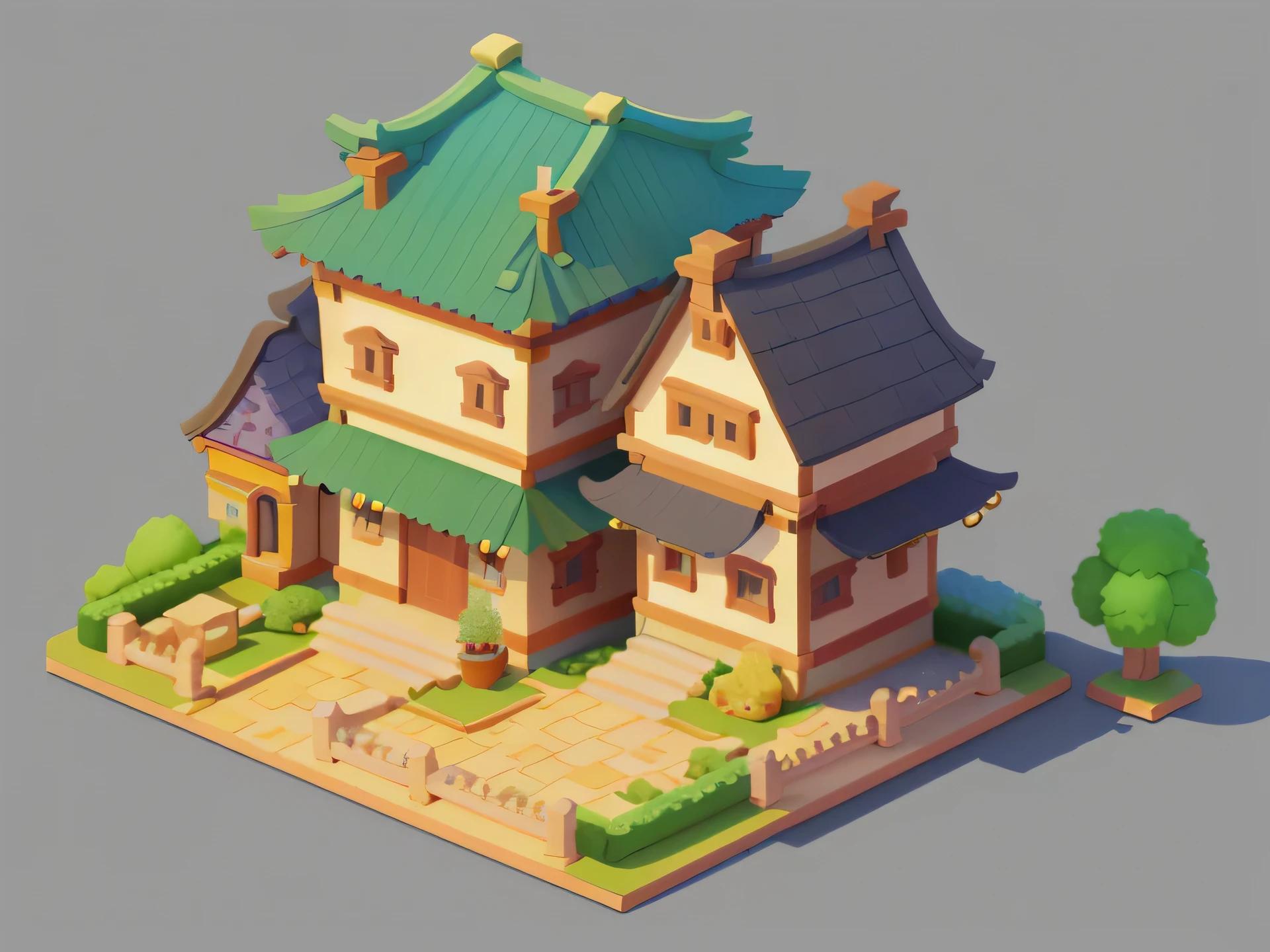 tmasterpiece,No building,best qualityer,landscape,Ancient customs in China,Ordinary houses,Brick construction,cartoony,quadratic element,One story high,laconic,simple,((cartoon)),High saturation,thickened,mellow,Brightly colored