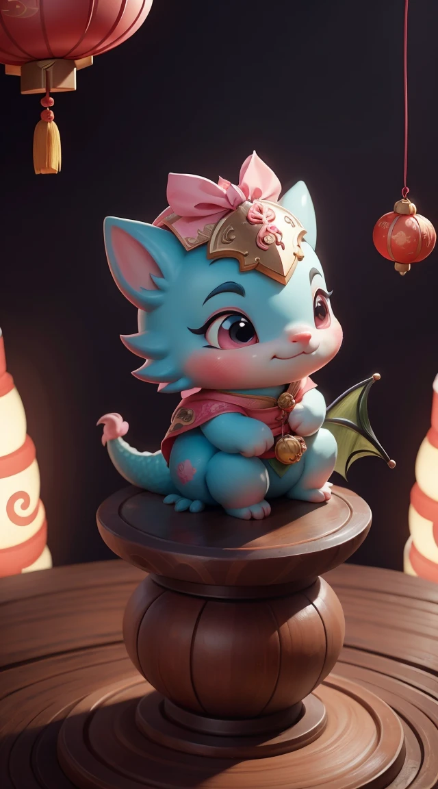 Q version,Cute dragon,Chinese style,Pink space,Festive atmosphere,Spring Festival