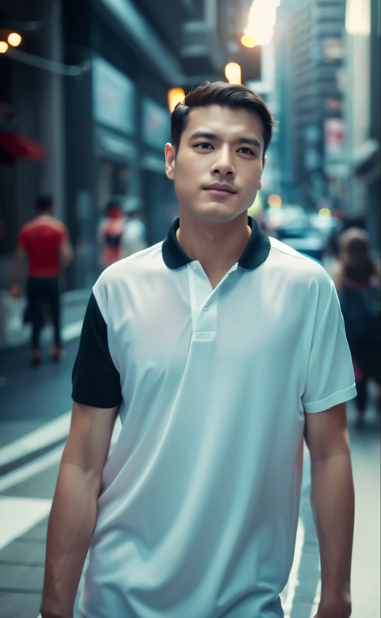The man with futuristic background and realistic face