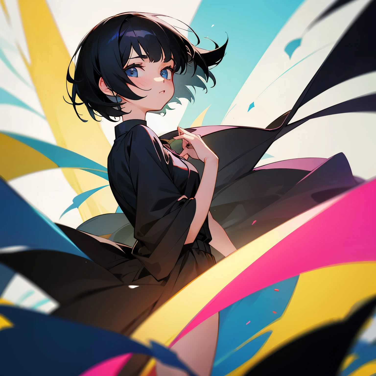 Girl with short black hair