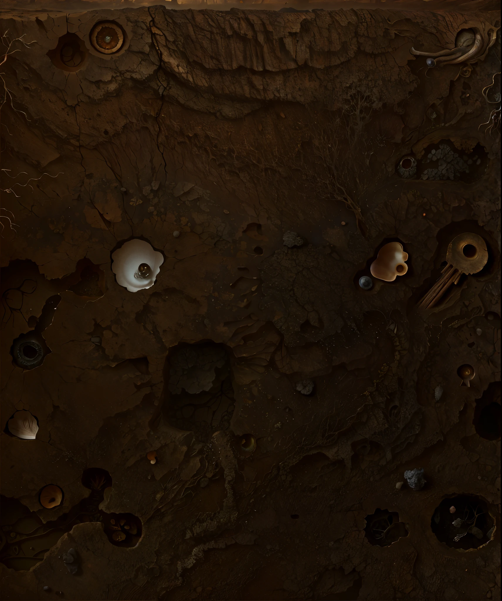 Geological layers,root system,Transverse section,mire,skeleton,key,Stone,shell,dirt ground。