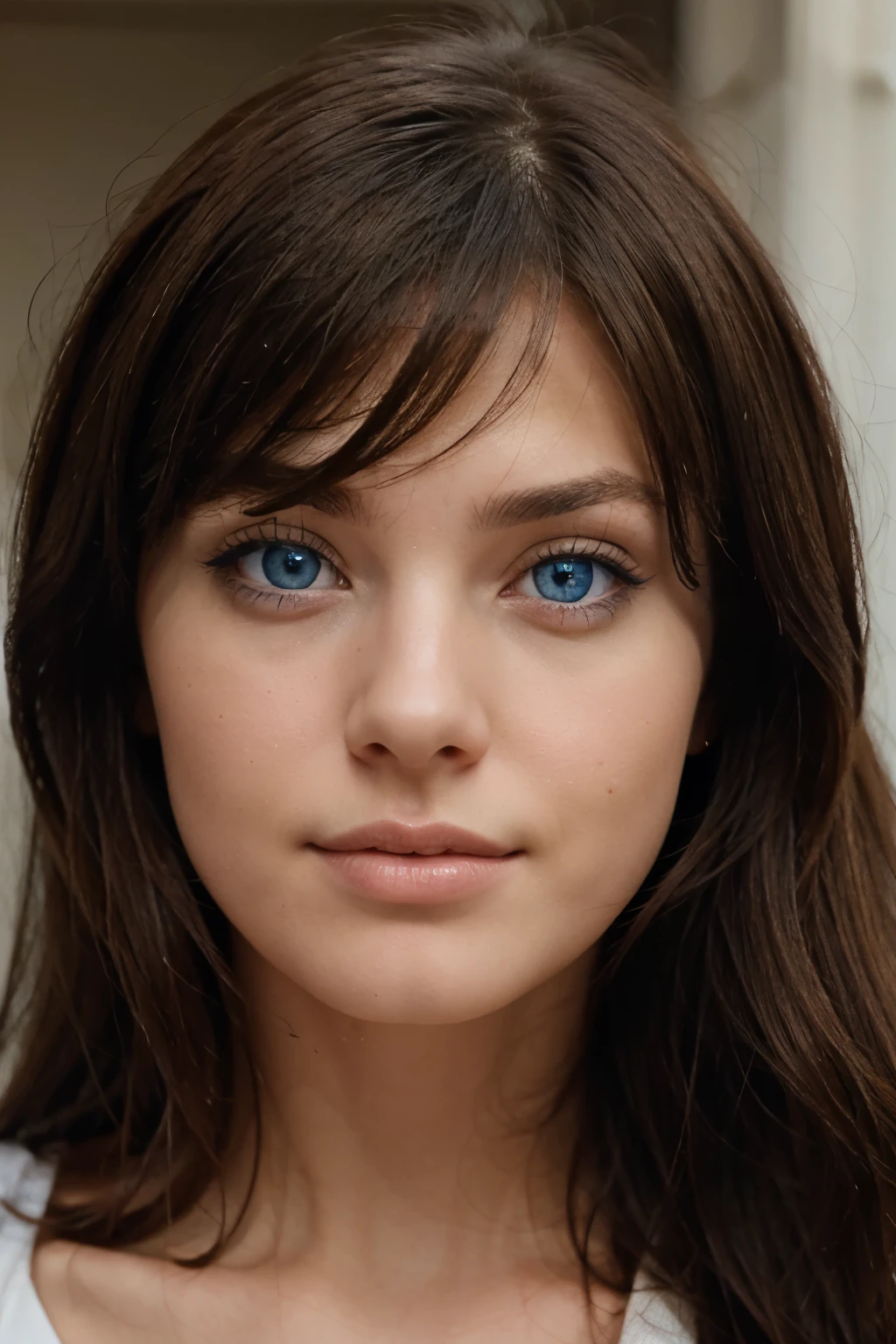 brunette with blue eyes