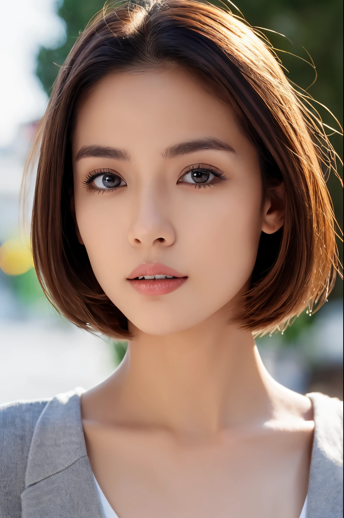 ((Best Quality, 8k, Masterpiece: 1.3)), Focus: 1.2, Perfect Body Beauty: 1.4, Buttocks: 1.2, ((Layered Haircut)), (Casual Clothes: 1.1), (Rain, Street:1.3), (Breasts: 1.2), Bare Shoulders, Highly Detailed Face and Skin Texture, Fine Eyes, Double Eyelids, Whitened Skin, Various Hair Style, (Bokeh Background: 1.5), Medium Breasts, Extremely Thin Waist