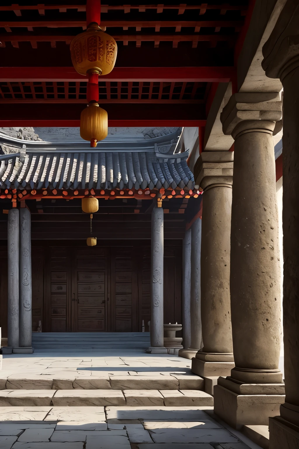 A realistic depiction of a China Shaolin Temple ancient building, filled with the serene presence of a positive and far-sighted monk engaging in martial arts. This intricately detailed scene is rendered in an ultra-realistic style, reminiscent of the techniques used by the great Da Vinci. The romantic classical oil painting captures each element with meticulous care, from the worn textures of the temple walls to the individual strands of the monk's robe. Each brush stroke exudes an oil painting sense, imbuing the scene with a rich, textured beauty that transcends mere representation. 8k, HDR.