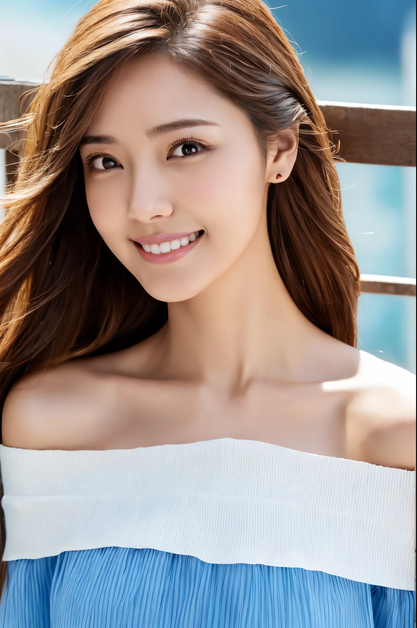 eautiful detailed face、Pale skin、Realistic glowing skin、Detailed cloth texture、Detailed hair texture、Perfect body、Beautiful Face、correct、Anatomically correct、 Highly detailed face and skin texture、Natural neck length、(Beautiful Hands)、(Fair skin:1.2)、Thin legs、Thin legs、 Break Fine Eyes、Symmetrical eyes、Light brown eyes、double eyelid、Thin eyebrows、(Glossy Lips:1.4)、((Gentle smile:1.2))、(blush:1.1)、 BREAK (Elegant and cute girl:1.3)、Medium-sized large breasts、(Slim body type:1.1)、Toned Abs、Beautiful clavicle、 (dark blonde、Wavy Hair、Long Hair:1.2)、 ((Asymmetrical bangs:1.2))、(Cowboy Shot:1.2)、Side view:0.65、full figure supermodel standing, entire body in frame、((arms up:1.3)),((look down at the viewer,from below:1.5)),((exotic intricate heavenly holed dress, looking into the camera exposed chest, exposed tits:1.3))