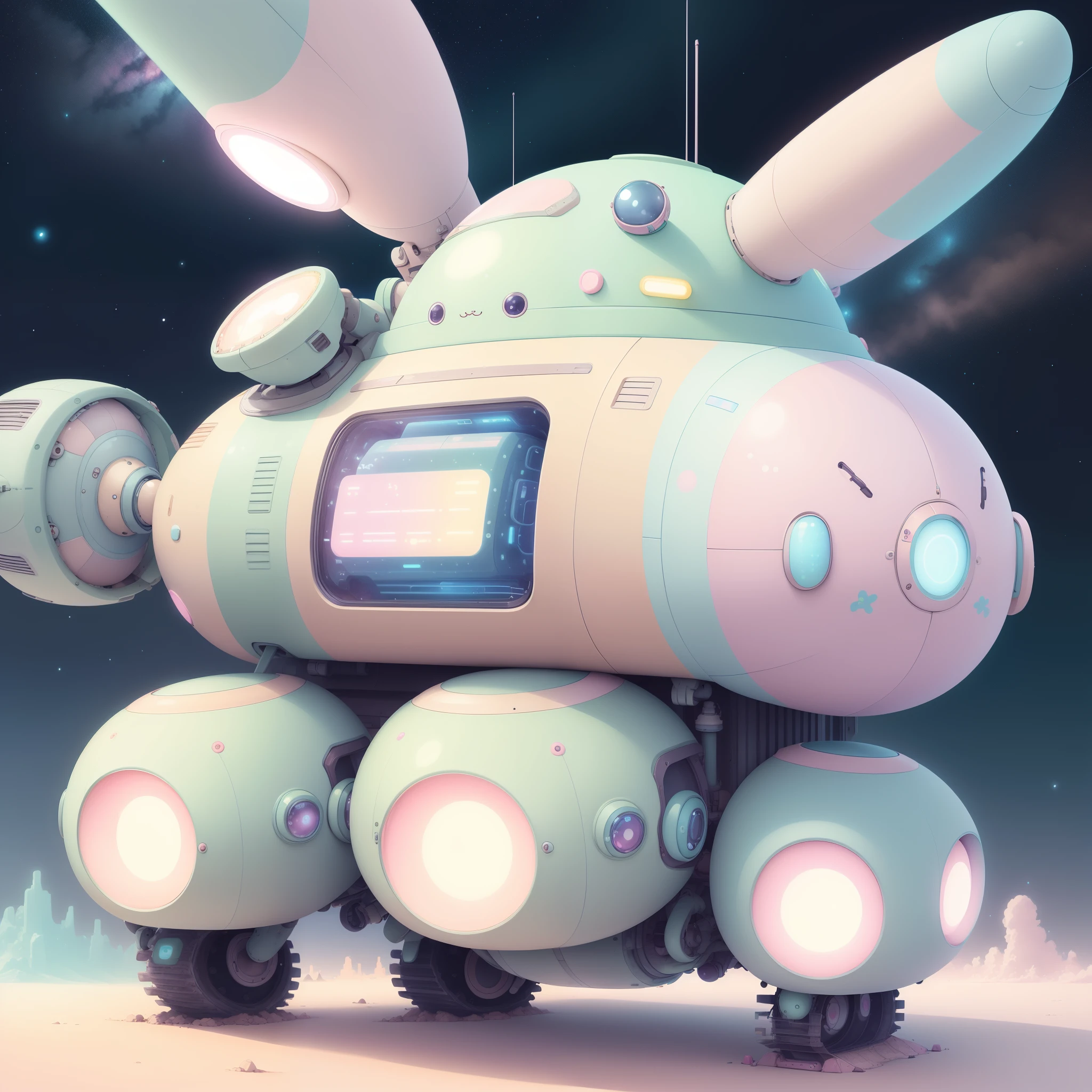 kawaiitech,pastel color, kawaii, cute colors ,scifi,
ground vehicle,