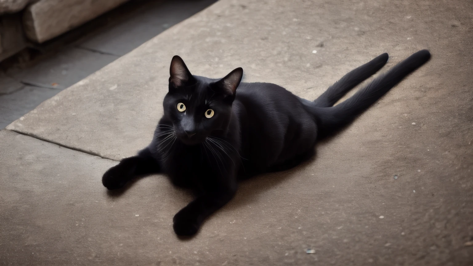 hyper ultra realistic photographs full body of A sleek black cat attempts a downward-facing dog pose, but his legs go flying out in all directions, sending him tumbling into a pile of plush toys. He emerges, ears flattened and eyes wide, looking both sheepish and slightly smug. ratio 16:9, 4k, 8k resolution, High quality photo, high detailed, imagesharp focus, Cinematic lighting,hyperdetailed & Unreal engine, detail, realism, photography,cinematography, camera NIKON, lens NIKKOR flagship, masterpiece. hyper-maximalism, ultradetailed photorealistic, light skin imperfections, final render, vray, photo, fashion