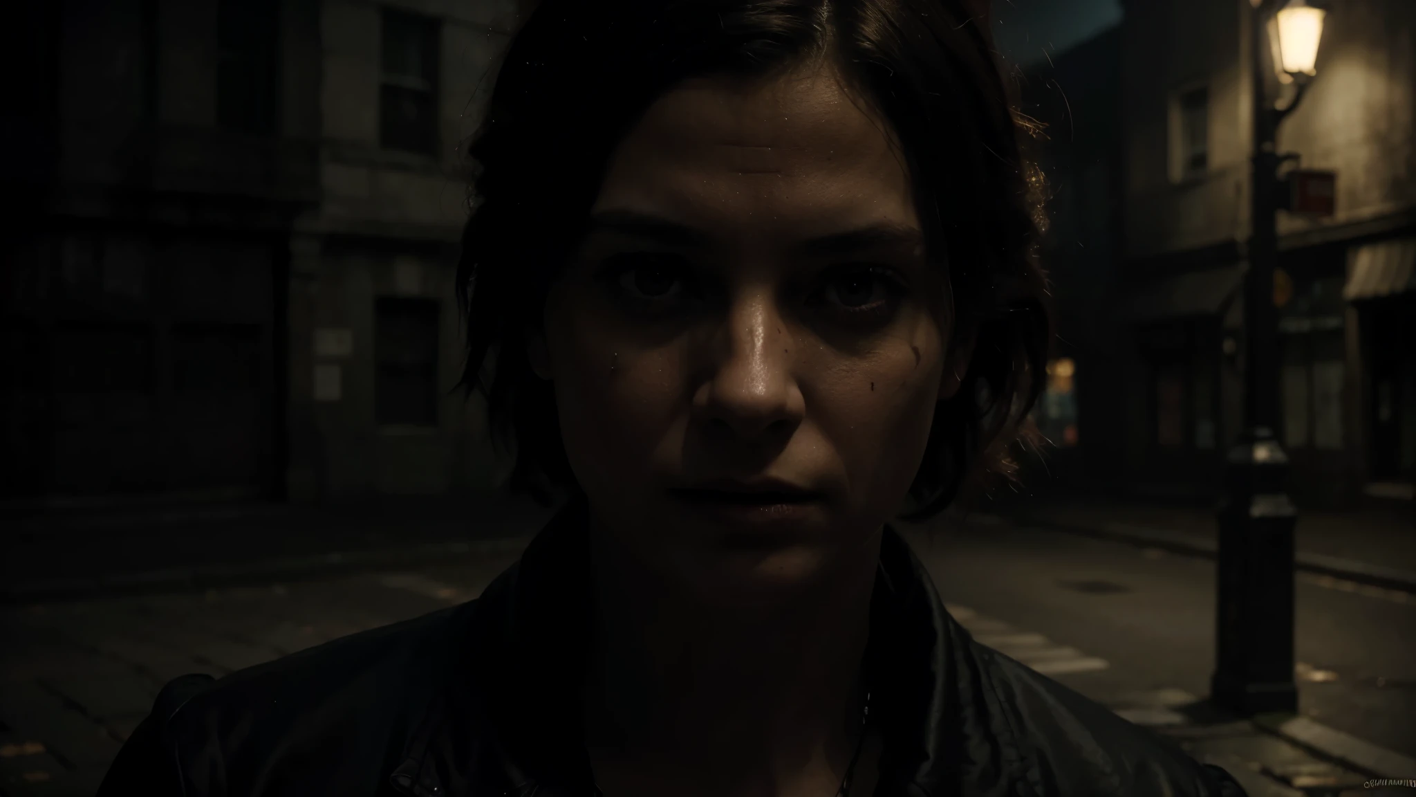 best quality,4k,8k,highres,masterpiece:1.2,ultra-detailed,realistic,horror,street art-style,dark,vivid colors,long shadows,sharp focus,dramatic lighting,haunting atmosphere,detail of textures,creepy ambiance