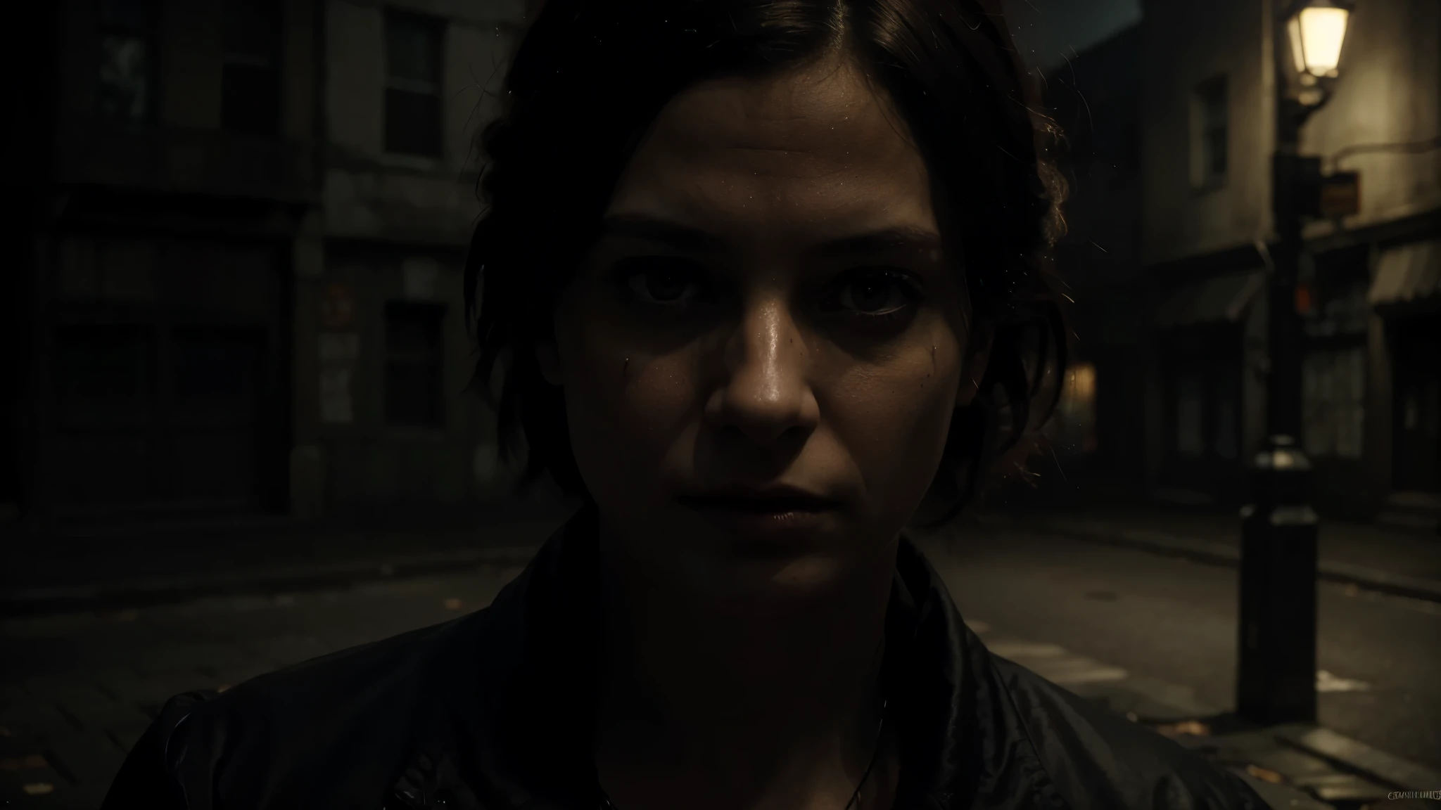 best quality,4k,8k,highres,masterpiece:1.2,ultra-detailed,realistic,horror,street art-style,dark,vivid colors,long shadows,sharp focus,dramatic lighting,haunting atmosphere,detail of textures,creepy ambiance