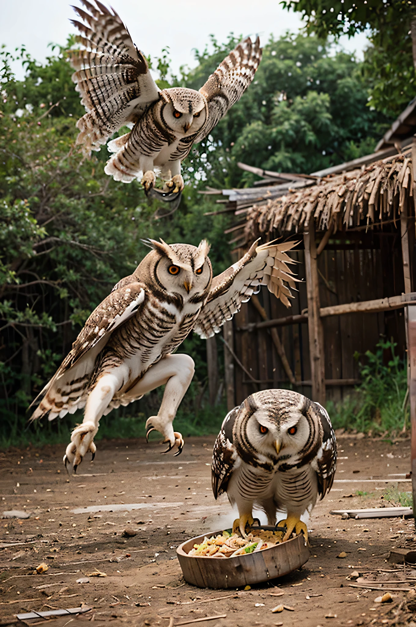 Owls attack for food