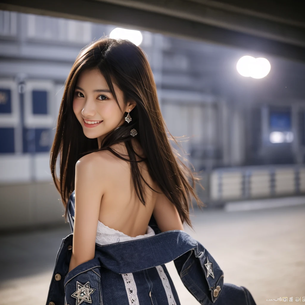 8k, RAW photo, best quality, masterpiece, realistic, photo-realistic, clear, professional lighting, beautiful face, best quality ,ultra high res,
BREAK
(cowboy shot :1.5),
BREAK
realistic cute, girl,18 years old, long hair, smile,(glamorous:weight1.0),
BREAK
smirk ,
BREAK
simple back ground