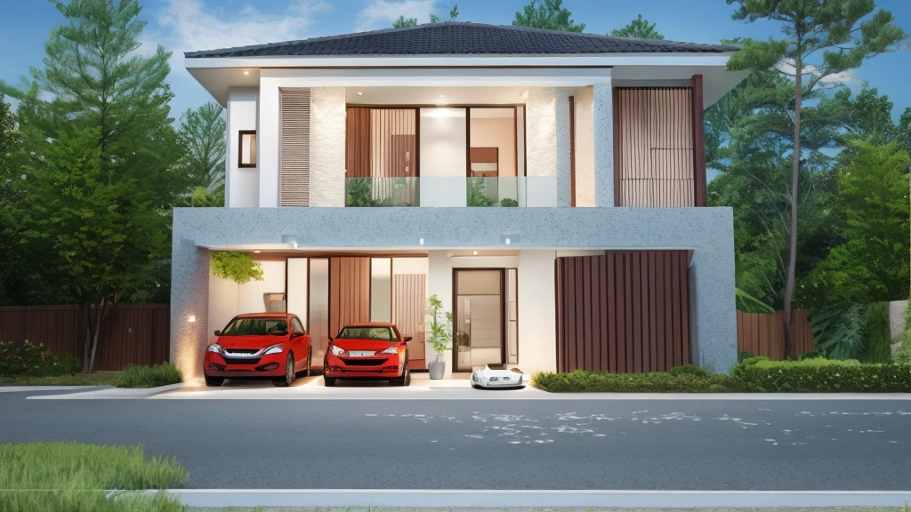 arafed house with a car parked in front of it, concept house, front perspective, exterior design, inter dimensional villa, frontview, very realistic render, architectural visualization, overall architectural design, architectural rendering, professional render, realistic render, realistic architecture, perspective view, contemporary house, wide angle exterior 2022, front-view, architectural render