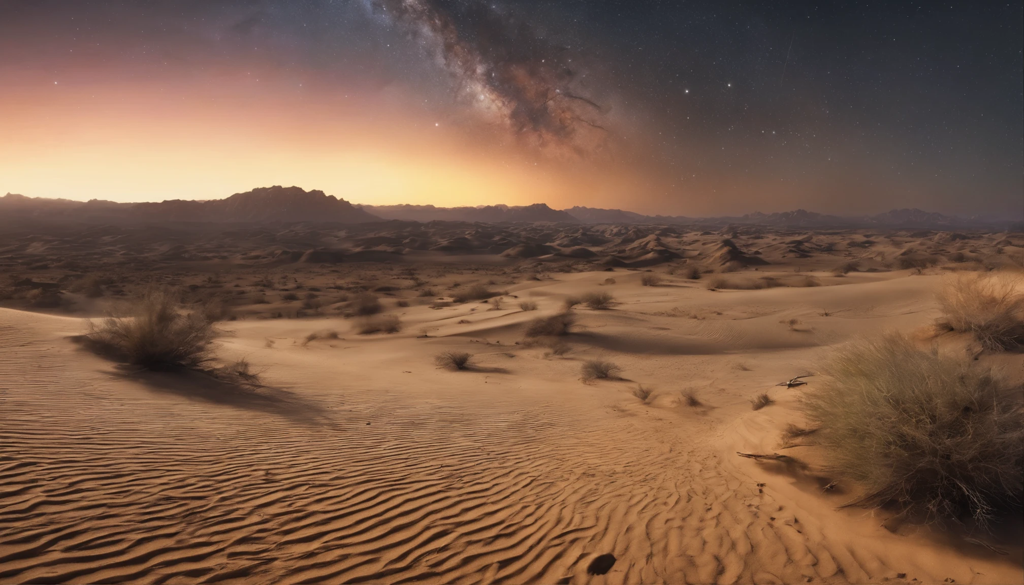 ultra fine gravel,Starry sky at night,nebula,Stars,aurora,北aurora,low vanishing point,Low angle viewing angle,look up to,{{{masterpiece}}}、{{best quality、A super detailed illustration、beautiful fine sand}}、{very delicate light}、{nature、}、{{Delicate starry sky、more transparent stars、high quality gravel、Quality mountains、very fine 8KCG wallpaper}}、(desert场景)、((street office))、sunrise、randomly distributed clouds、(desert)、plain、(rain)、((sandstorm)),glowing particles,Low angle viewing angle,Road,Low angle viewing angle,low vanishing point