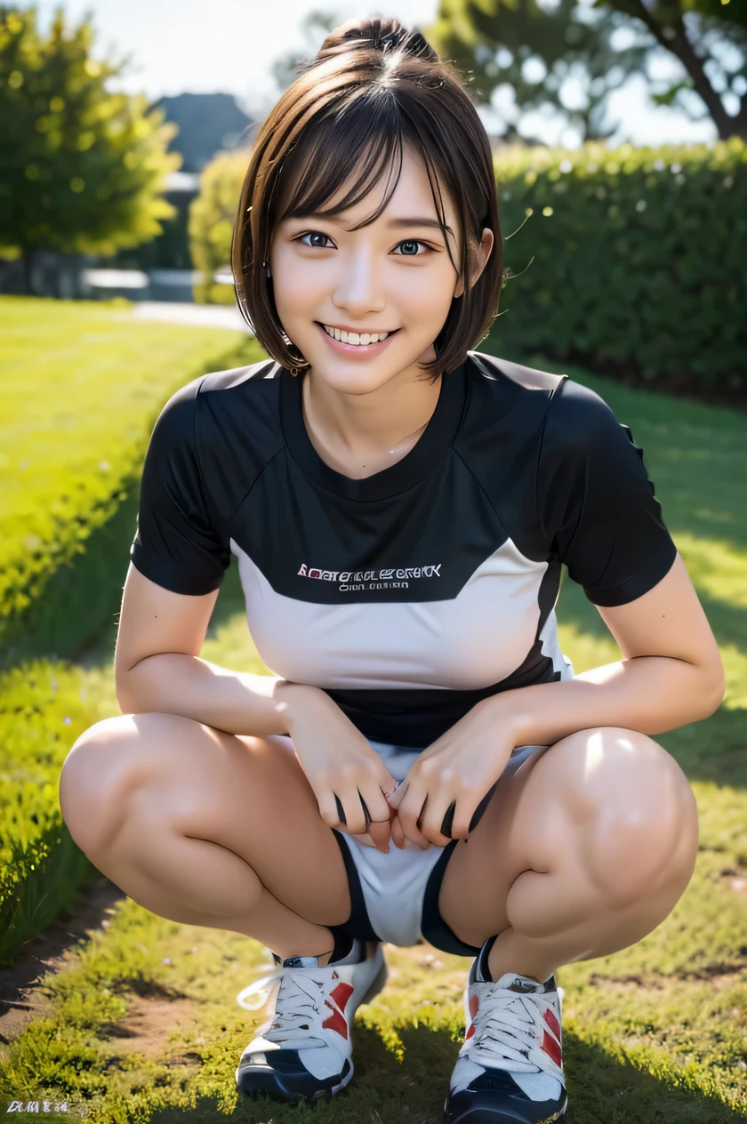 (RAW Photo: 1.2), (Photorealistic: 1.4), (Masterpiece: 1.3), (Best Quality: 1.4), Ultra High Resolution,
HDR, 8k resolution,
dream
commentary,request for explanation,landscape,((no text)),
solo focus, (full body),
(detailed eyes), (detailed facial features), (detailed clothing features),
skin tight, (shiny skin), (slender girls), (slim girls),
(1 girl,Solo),Virtual Girl-Rin, Happy, Smiling, (Small), Bangs, Bob Hair, Short Hair, Brown Hair, Brown Eyes, Black Choker,
college student, schoolgirl, white high school sportswear, red sports shorts, sneakers, --auto