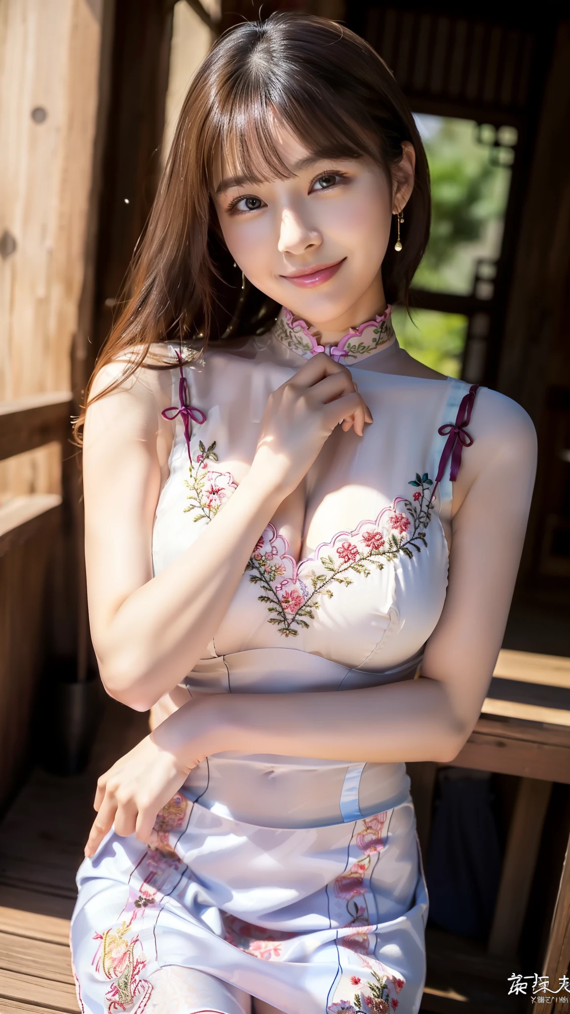 (Raw photography、top-quality)、(realisitic、Photorealsitic:1.3)、top-quality、masterpiece、extremely delicate and beautiful、A highly detailed、nffsw、A sense of unity、2k wallpaper、magnifica、Beautiful in every detail、masterpiece、浅笑、top-quality、Highly detailed ticker Unity 8K wallpapers、huge filesize、ultra-detailliert、hight resolution、ighly detailed、Female 1 Person、Slim body、D-cups、(Black Leotard Top:0.7)、(Pink skirt:1.2)、(Bun hair)、(brown haired)、Look at the front、Sharp Focus、Face Close-up、pureerosface_v1:0.8 Short Hair、