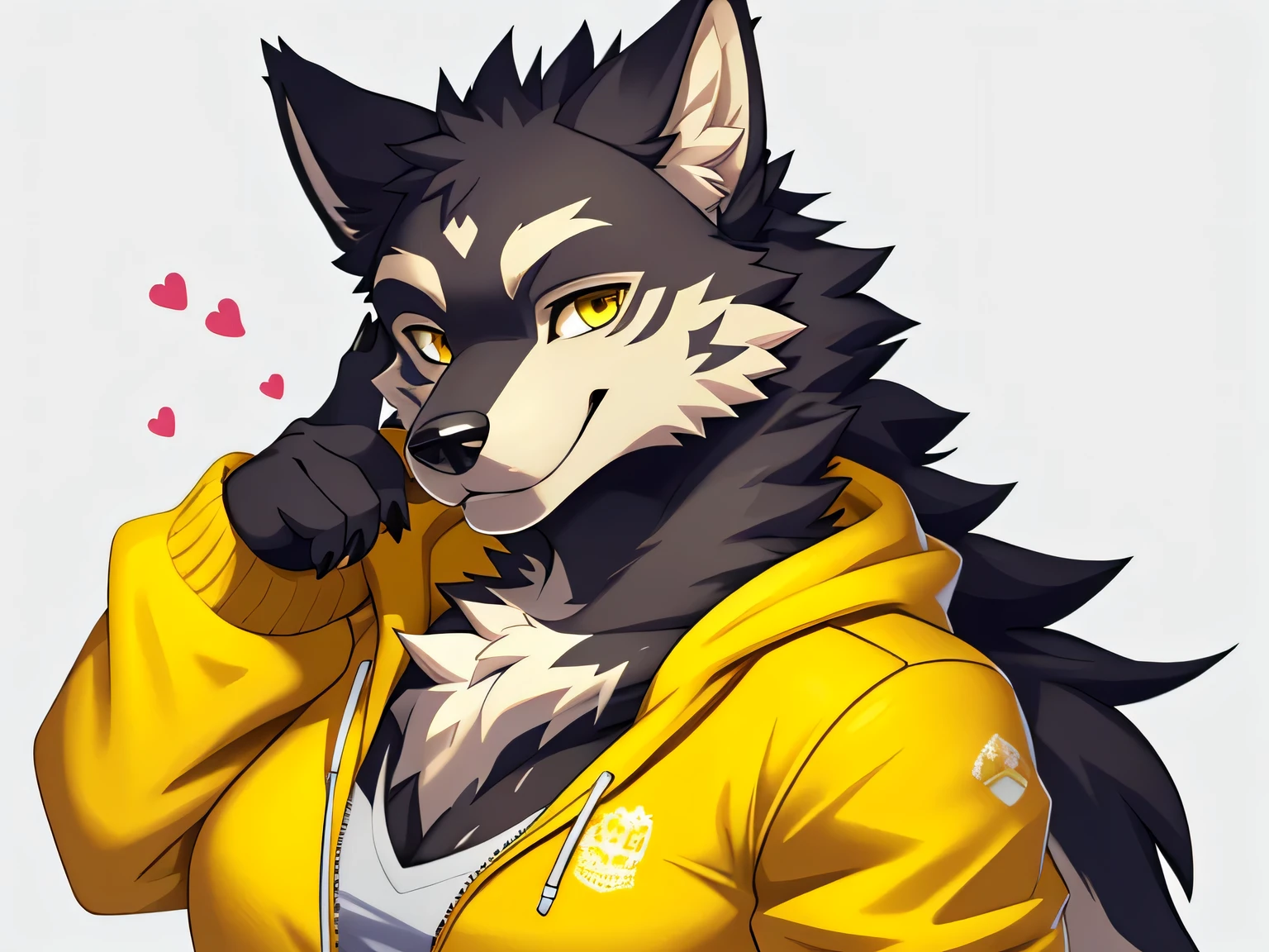 furry, female wolf, solo, (((wink))), simple background, ink splash. detailed eyes, ultra detailed, detailed fur texture, CG. bust portrait. (yellow clothing)