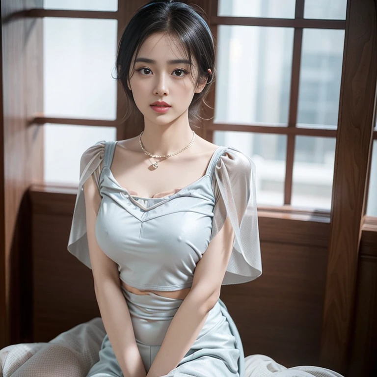 56 Years old, Indonesian mature woman, wearing Hijab, perfect body, Full body, natural Gigantic mature breast, Hard Nipple Erection, gorgeous eyes, Soft smile, wear a Latex bra, Tight Bra, Heart necklace, Breast about to burst Out, Nightime, Excellent light,