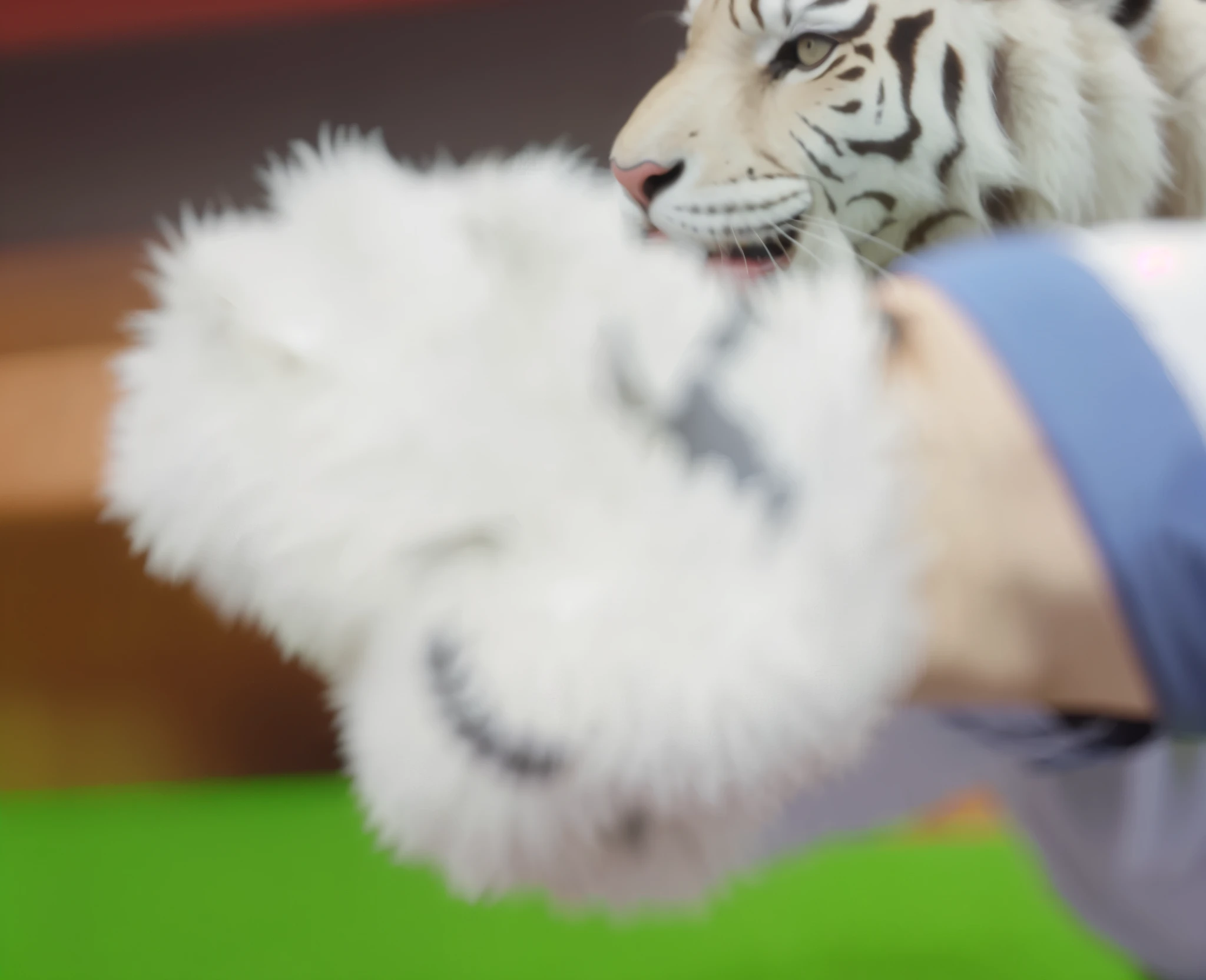 tiger,white tiger taekwondo,arm,white hair,boxing clothing,high quality, 4K, super actual, actual, Super details