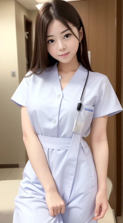 high quality、masterpiece、super resolution、beautiful girl、cute girl face、hospital、nurse、Wearing nurse clothes、full body esbian、famous Japanese actress、so beautiful、Sexy