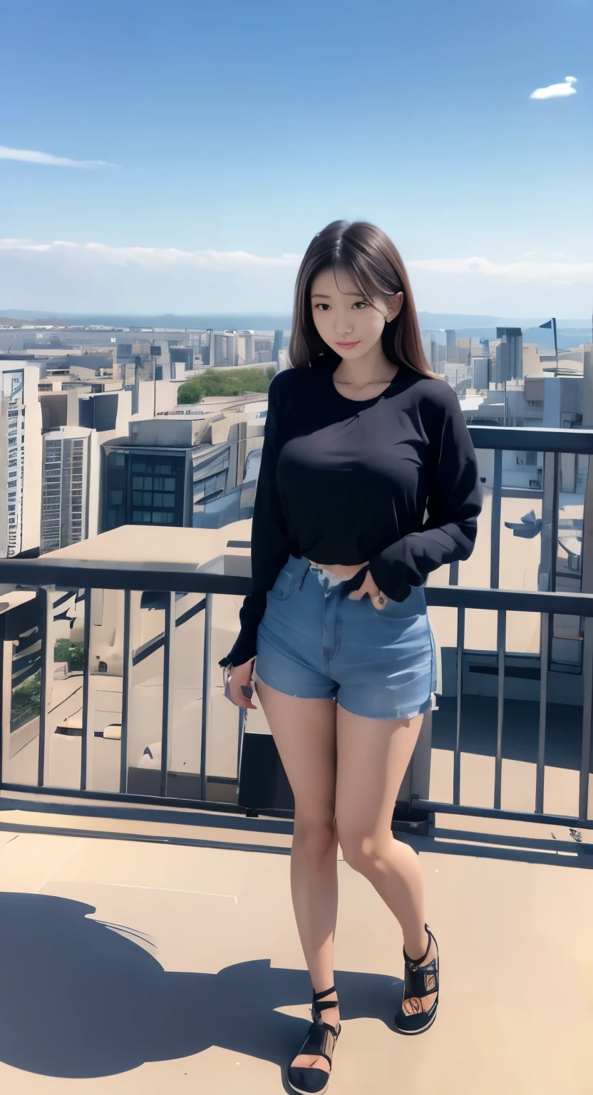 arafed woman standing on top of a building overlooking a city, ulzzang, korean girl, portrait of a japanese , dressed with long fluent clothes, 🤤 girl portrait, chiho, 奈良美智, portrait of jossi of blackpink, young asian girl, from 8 k matte, e-girl, e - girl