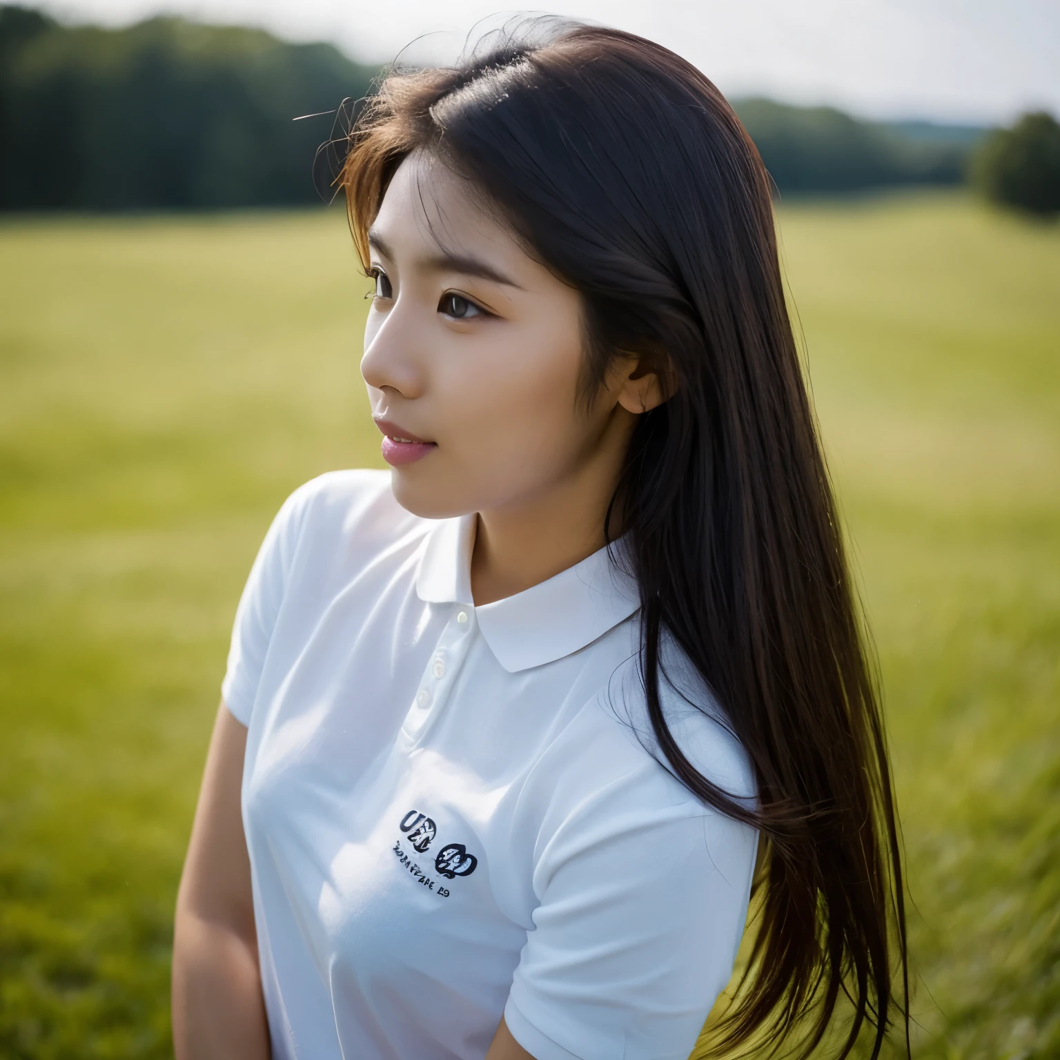 Dark-skinned Asian guy, wearing a white polo with a good style