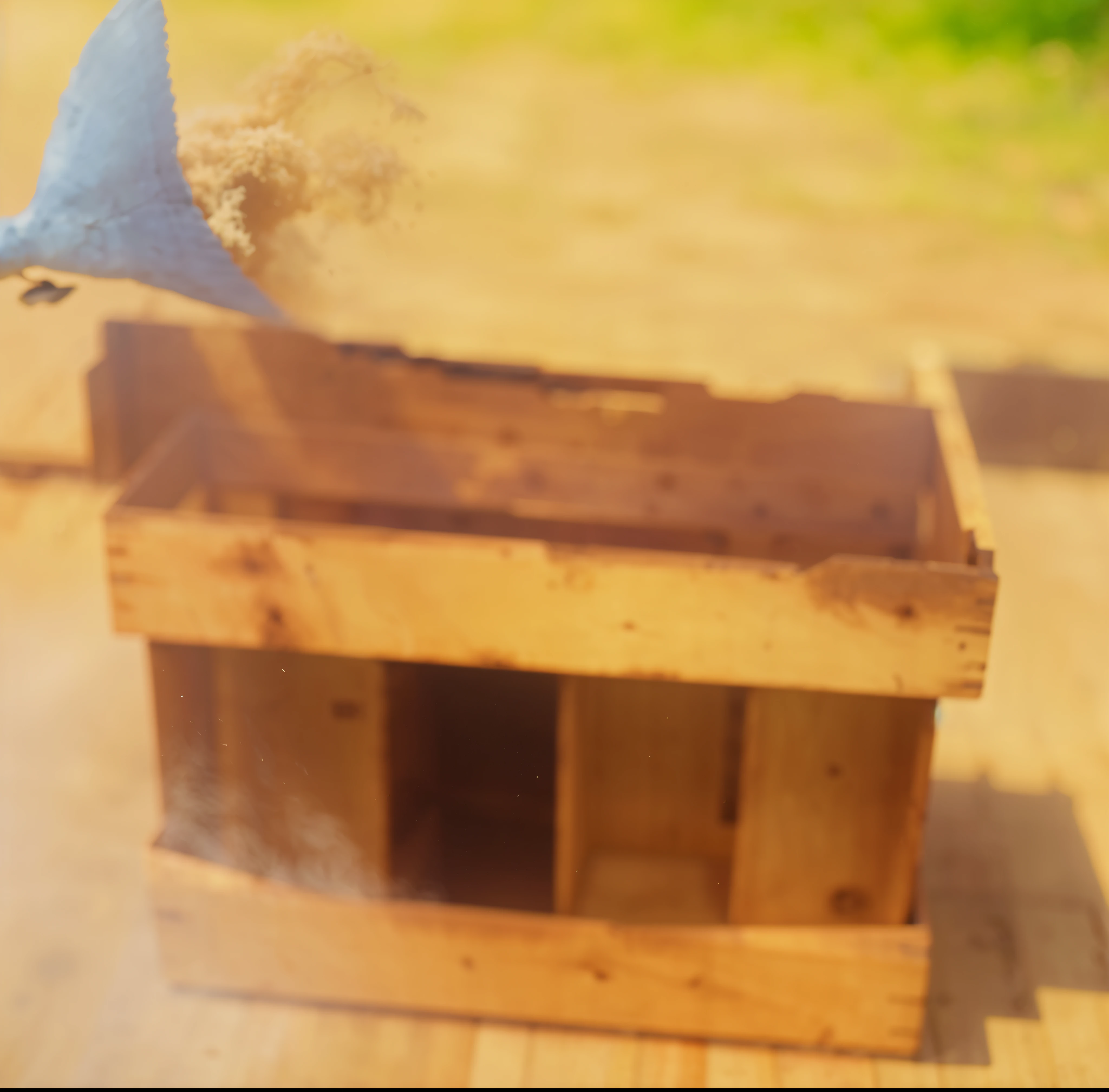 wooden crates，dust，普通的wooden crates，high quality, 4K, super actual, actual, Super details