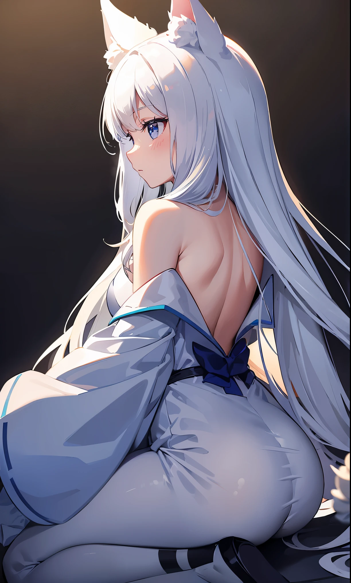 background is black、Draw an elegant cat profile with smooth white lines、Sapphire Blue Eyes、detailed、Draw the eyelashes with a few white lines、Draw a beard with a few white lines