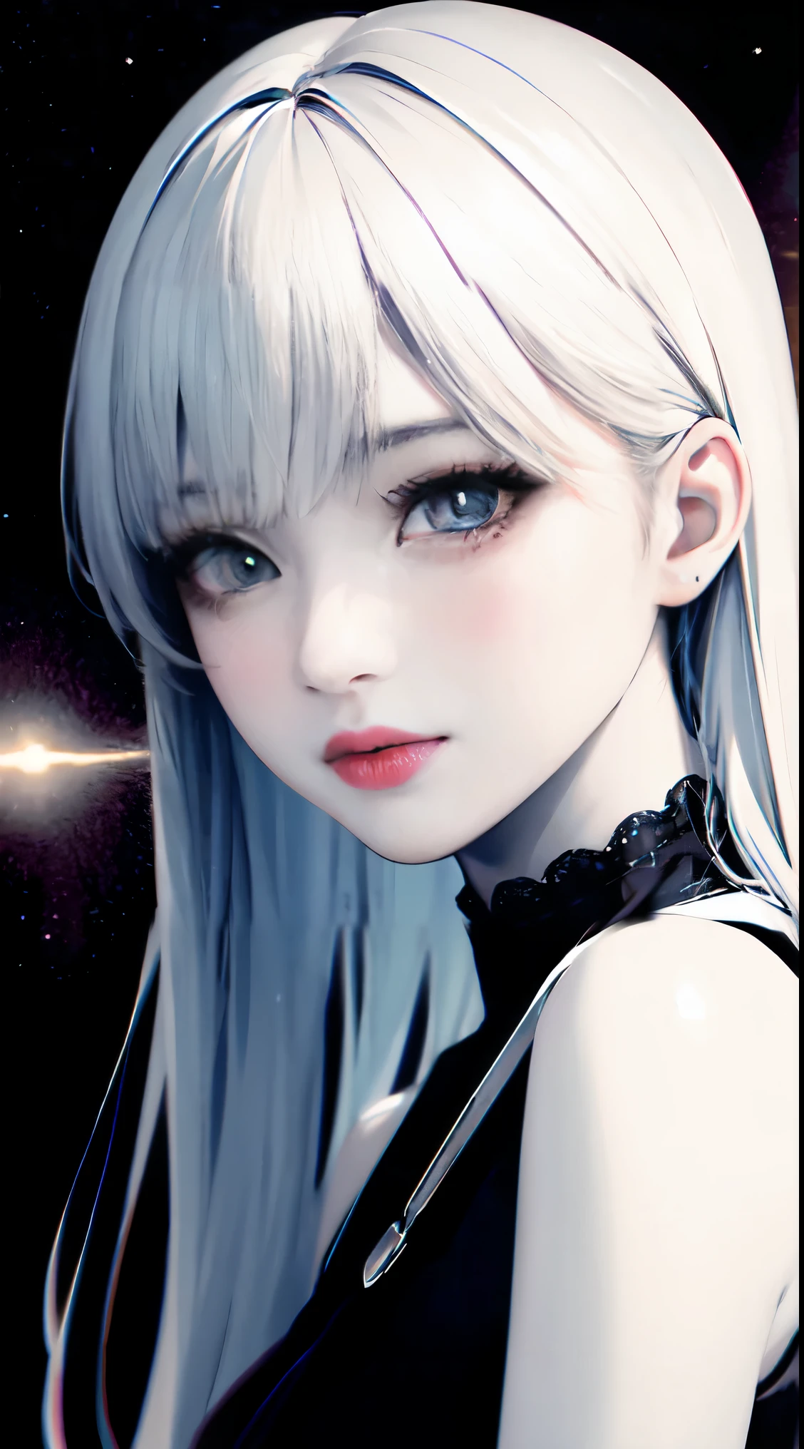 ((best quality)), ((masterpiece)), (detailed), perfect face 1 girl, pretty face, noble，((white eyes)),light blue pupils，sexy pose,Lace suspenders， Fundo verde claro,monochrome， space, (lightroom:1.13), soft light, (natural skin texture:1.2), (Surrealism:1.2), sharp focus, focus,[[actual]]，8K quality，