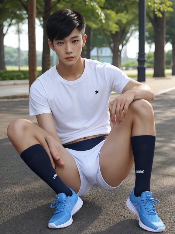 teenagers , young , light-skin , wearing an dark blue sexy underwear, tmasterpiece,k hd,the feet ,black long socks,The barefoot , blue colour , handsome and cute , extreme cute boy , white skin , dark blue underwear boxers shorts , extremely tall and cute boy ,oppa model , handsome model , full body , dark blue boxers underwears short shorts , black socks , white light-skin , Chinese model , young boy , white skin , handsome and extremely cute , blue boxers underwear shorts , long black socks , handsome model , at the park , jogging , model oppa , long legs , jogging , running , high knee black socks ,black long socks , stand up , extremely tall , extremely high , blue underwears , blue sports underwear , long black socks , clean and white legs , Chinese model , extremely long legs , looking at the camera , clean and white thigh , heavy bulge , kid face , baby face , wearing jacket , blue underwears boxers , light and white skin , Chinese model , strike a pose , sexy pose , horny boy , high knee black socks , long black socks , japanese gym short shorts