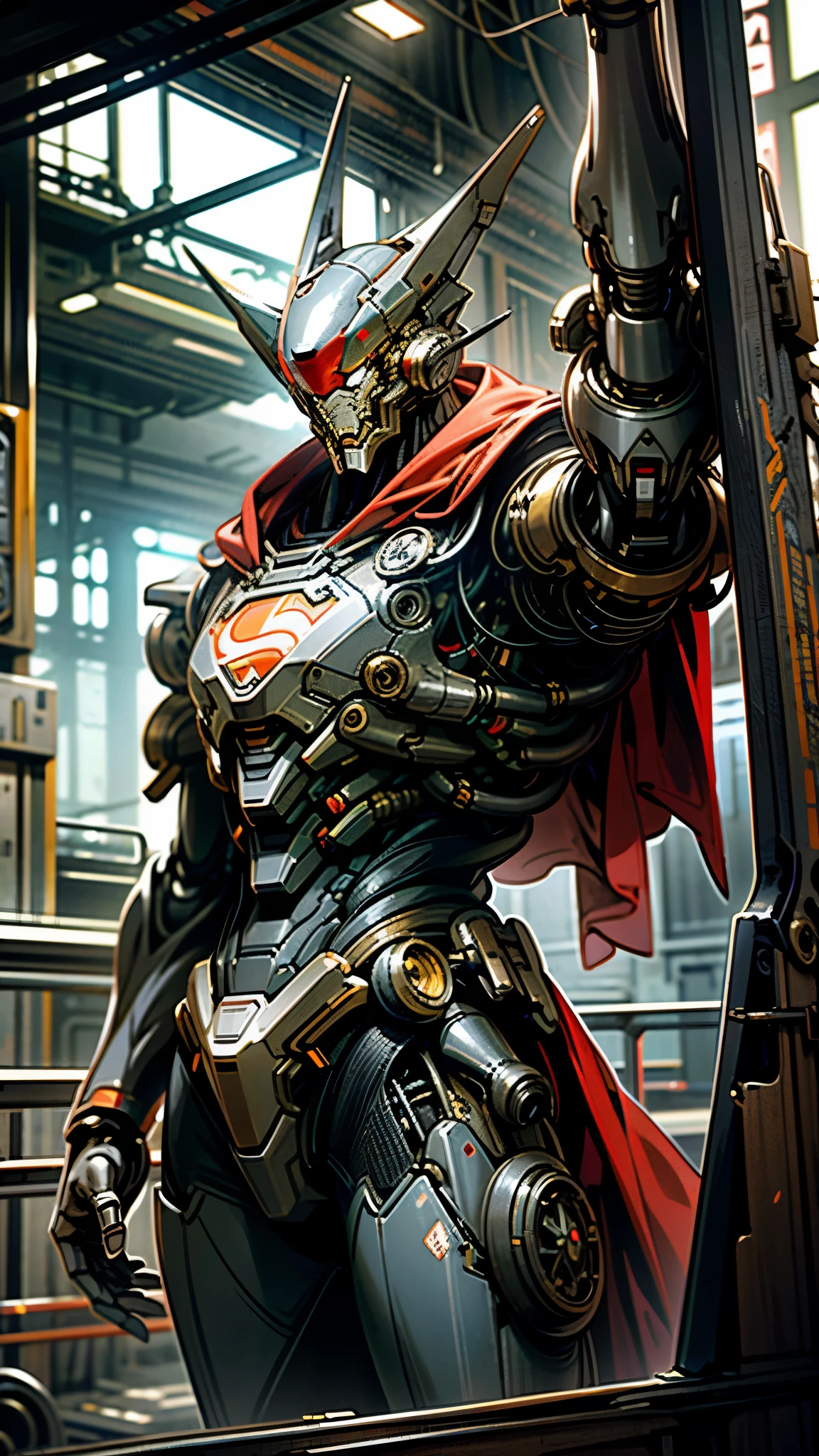 Dark_fantasy,Cyberpunk,(superman as chainsawman,Red:1.1),1人,Mechanical Wonder,Robotic presence,cybernetic guardians,wearing a worn-out mech suit，iintricate，（Steel metal[rusted]），ellegance，Clear focus，Photo by Greg Rutkowski，gentlesoftlighting，vivd colour，tmasterpiece，（（the street）），，dynamicposes，