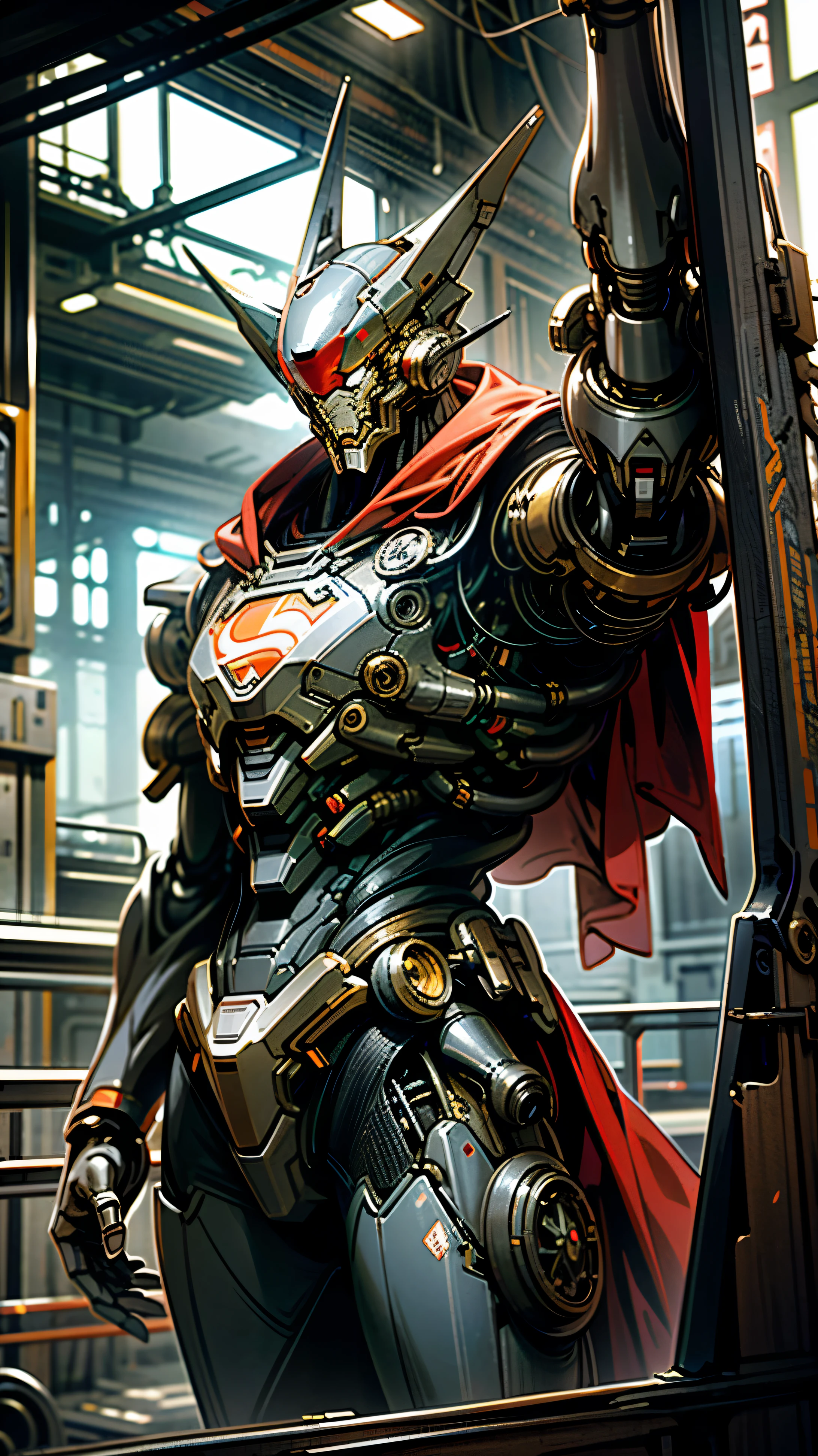 Dark_fantasy,Cyberpunk,(superman as chainsawman,Red:1.1),1人,Mechanical Wonder,Robotic presence,cybernetic guardians,wearing a worn-out mech suit，iintricate，（Steel metal[rusted]），ellegance，Clear focus，Photo by Greg Rutkowski，gentlesoftlighting，vivd colour，tmasterpiece，（（the street）），，dynamicposes，