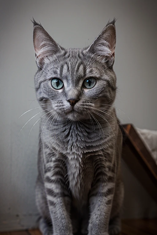 Gray cat head, Fluffy and cute