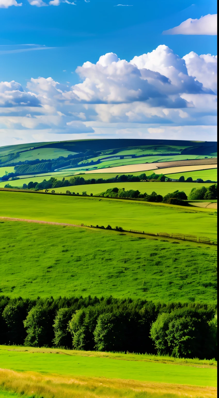 steppe landscape,Blue sky, green forest, Tyndall effect,a country road,Colorful hot air balloon,High quality desktop wallpaper, verdant forest, Detailed field properties, beautiful english countryside, stunning scenery, endless rolling hills, landscape wallpaper, lush countryside, Patches of green forest, stunning scenery, Green field in the background, High quality wallpaper, beautiful wallpaper