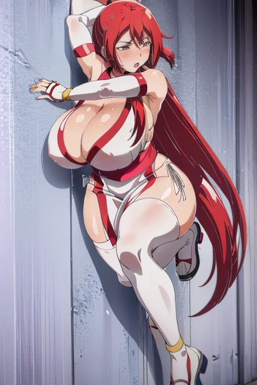 masterpiece, high resolution, best quality, beautiful art, 1 woman , Akane Hiyama, 30 years old, well made hands, fingers and body proportions, grown up, loose long hair, big breasted, cleavage, white kunoichi dress, full body , sexy outfit, pelvic curtain, sexy legs and thighs, full body, ryona, in peril, she is being beaten up, receiving heavy damage, hurt, reacting to pain, she is being slammed and pinned against the wall, she is being slapped , closed eyes, screaming in pain, sexy shots on her body, bouncing breasts, perilous scene, fainting, in trouble, beach environment